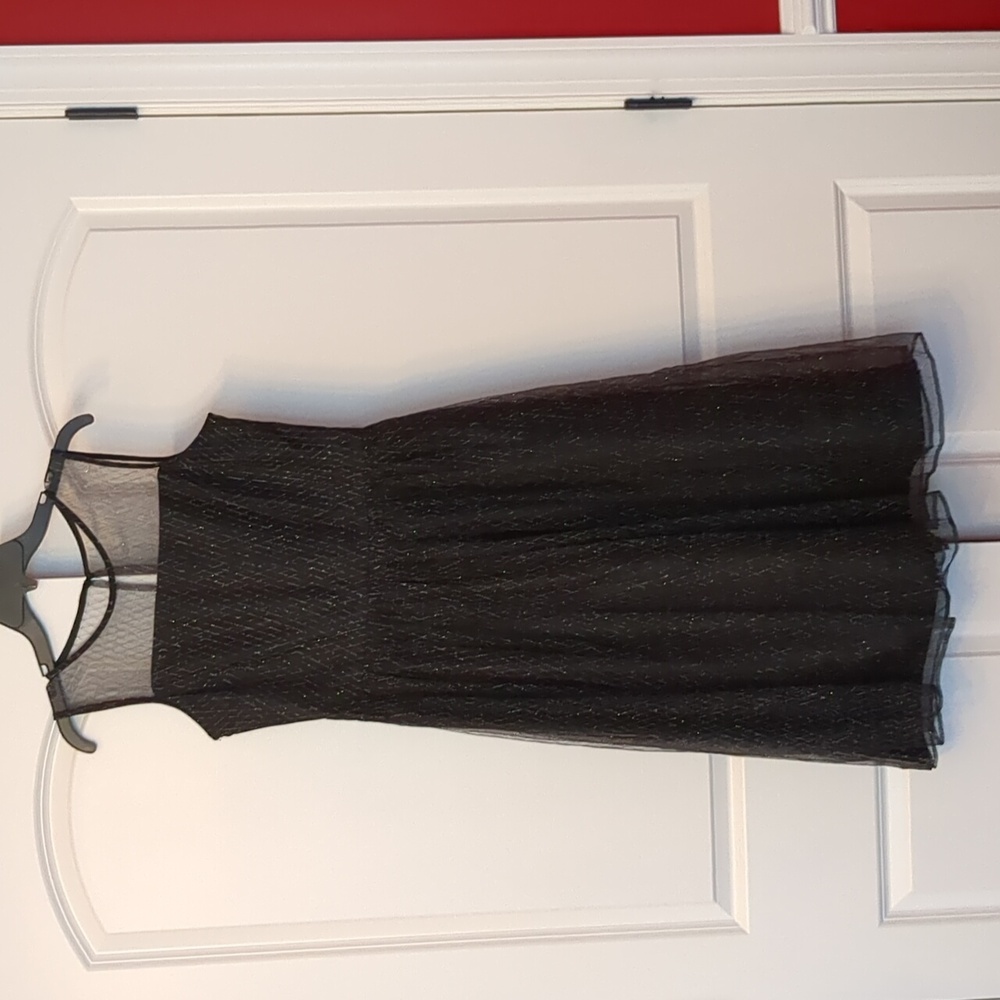Gabby Skye evening black netting dress